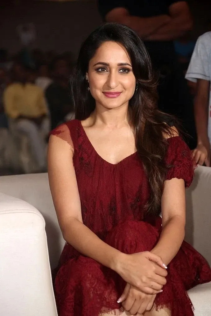 Pragya Jaiswal Stills At Telugu Movie Audio Launch In Maroon Dress